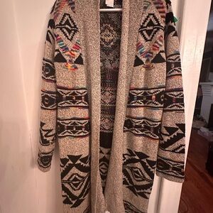 Aztec-Inspired Black and Cream Cardigan